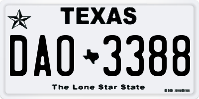 TX license plate DAO3388