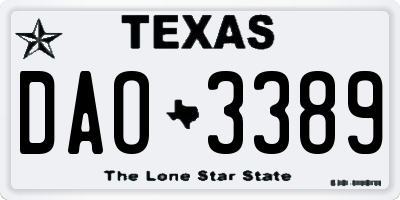 TX license plate DAO3389