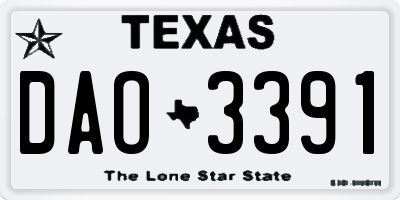 TX license plate DAO3391