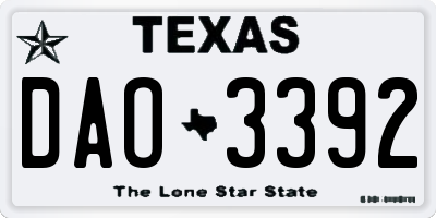 TX license plate DAO3392