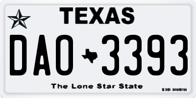 TX license plate DAO3393