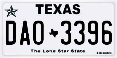 TX license plate DAO3396