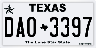 TX license plate DAO3397