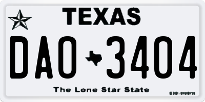 TX license plate DAO3404