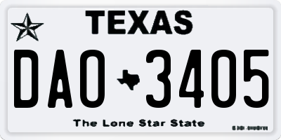 TX license plate DAO3405