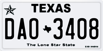 TX license plate DAO3408