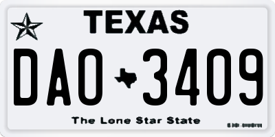 TX license plate DAO3409