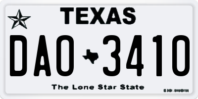 TX license plate DAO3410