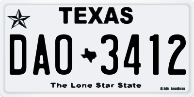 TX license plate DAO3412