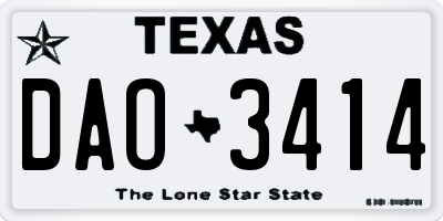 TX license plate DAO3414