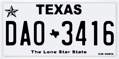 TX license plate DAO3416