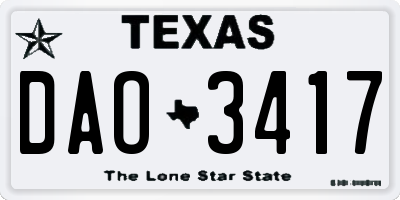 TX license plate DAO3417