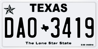 TX license plate DAO3419