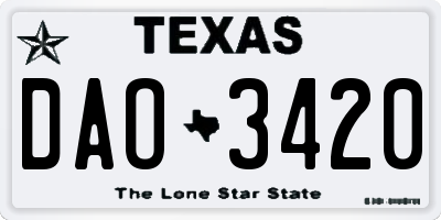 TX license plate DAO3420