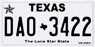 TX license plate DAO3422