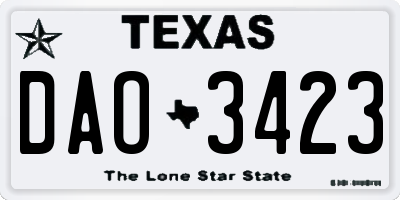 TX license plate DAO3423