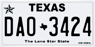 TX license plate DAO3424