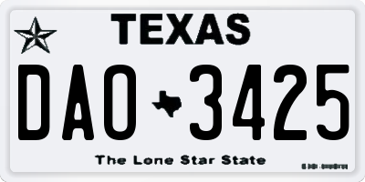 TX license plate DAO3425
