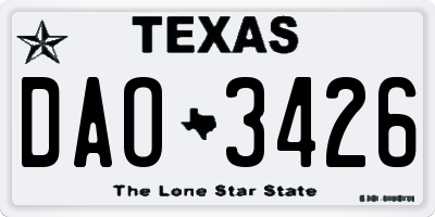 TX license plate DAO3426