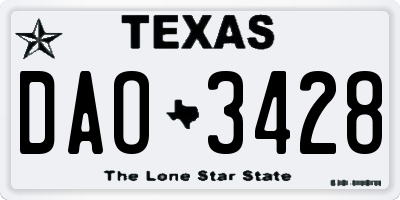 TX license plate DAO3428