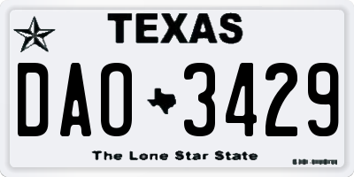 TX license plate DAO3429