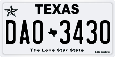 TX license plate DAO3430