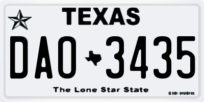 TX license plate DAO3435