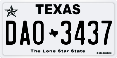 TX license plate DAO3437