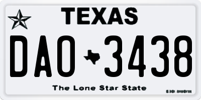 TX license plate DAO3438