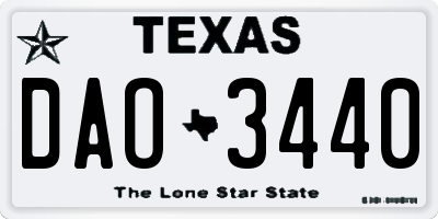 TX license plate DAO3440