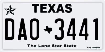 TX license plate DAO3441