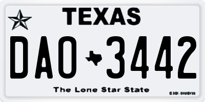 TX license plate DAO3442