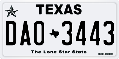 TX license plate DAO3443