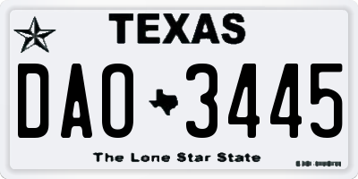 TX license plate DAO3445