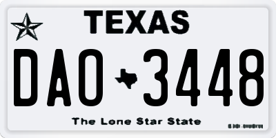 TX license plate DAO3448