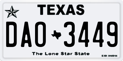 TX license plate DAO3449