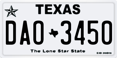 TX license plate DAO3450