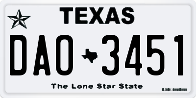 TX license plate DAO3451