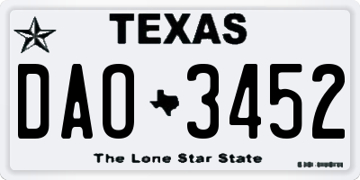 TX license plate DAO3452