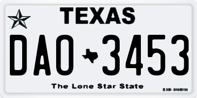 TX license plate DAO3453