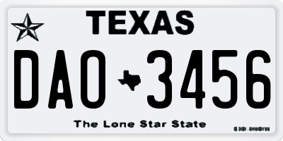 TX license plate DAO3456