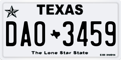 TX license plate DAO3459