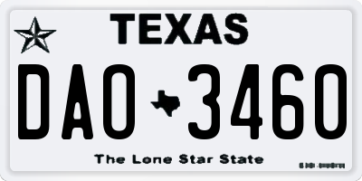 TX license plate DAO3460