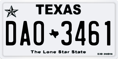 TX license plate DAO3461