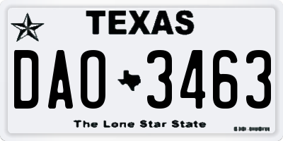 TX license plate DAO3463
