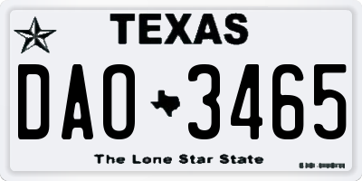 TX license plate DAO3465