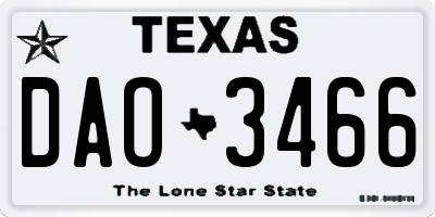 TX license plate DAO3466