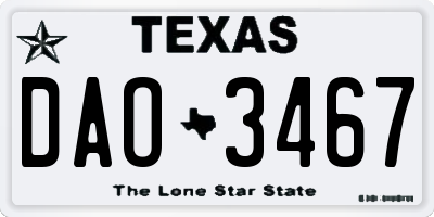 TX license plate DAO3467