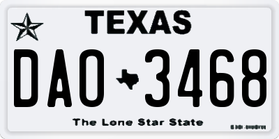 TX license plate DAO3468