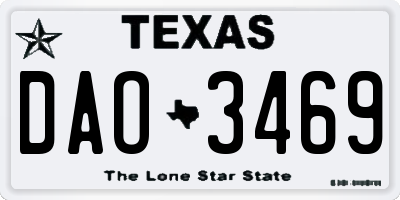 TX license plate DAO3469